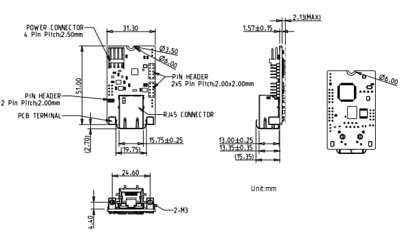 Mechanical Drawing - Innodisk InnoAgent EZ2N-0XL1 Remote Management Modules